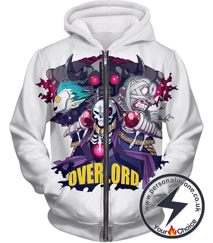 Overlord Awesome Anime Overlord Ultimate Promo White Zip Up Hoodie